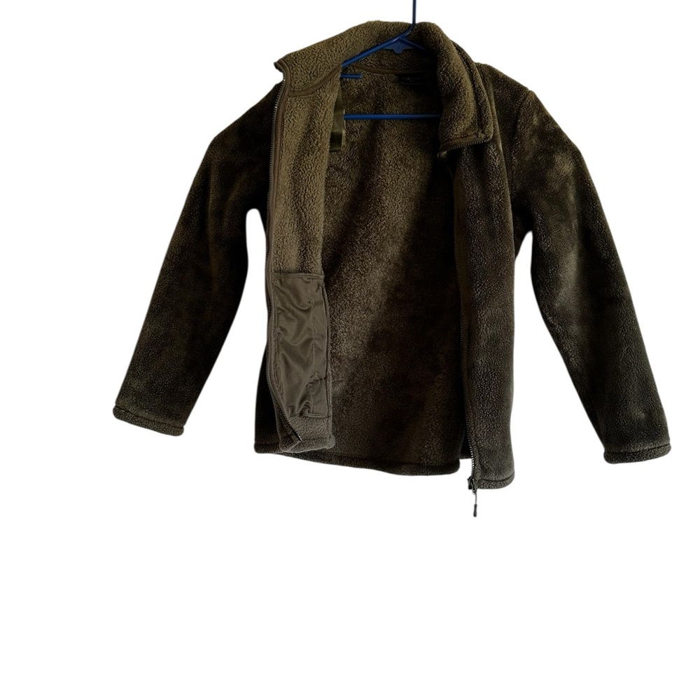 32Heat Jacket Dark Green Woman’s Full Zip Fleece Faux Fur - Picture 3 of 13